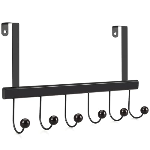 TOPIA HANGER Over The Door Hooks for Hanging, Towel Hooks Towel Racks for Bathroom, Coat Hooks Coat Rack Over The Door Organizer Hanging, Wooden Door Hangers for Coat Towel Hat Purse CT71B - color: Retro Black, size: 1 Pack