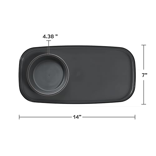 madesmart Dipware Appetizer Plate, Carbon | removable bowl, smooth finish, kits plate, sturdy, party snacks, woman owned - color: Translucent Carbon, size: Small