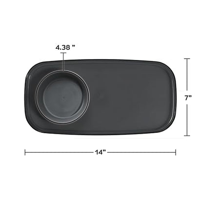 madesmart Dipware Appetizer Plate, Carbon | removable bowl, smooth finish, kits plate, sturdy, party snacks, woman owned - color: Translucent Carbon, size: Small