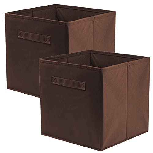 ShellKingdom Storage Bins, Foldable Fabric Storage Cubes And Cloth Storage | Storage Organizer For Closet And Toys, 10.5x10.5x11 INCH, 2 Pack (Chocolate) - color: Chocolate, size: 2
