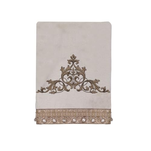 Avanti Linens - Bath Towel, Soft & Absorbent Cotton Towel, Embroidered Bathroom Accessories (Monaco Collection, Ivory) - color: Ivory, size: Bath Towel
