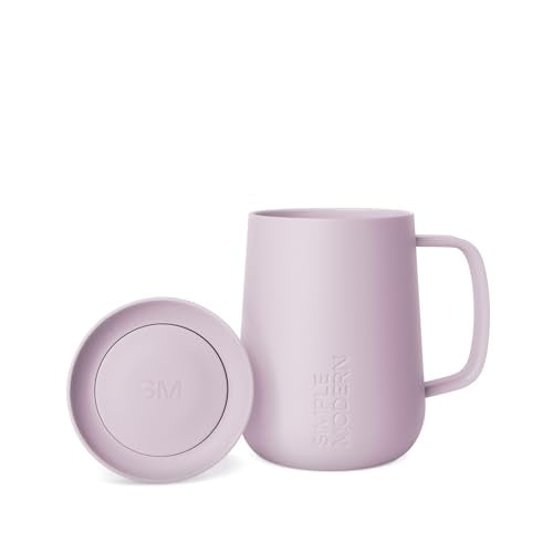Simple Modern Voyager Signature Mug | Travel Coffee Tumbler with 360° Lid and Handle | Ceramic-Lined Insulated Stainless Steel Iced Cold Brew Cup | 12oz, Lavender Mist - color: -Lavender Mist