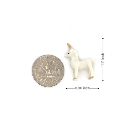 Handmade Adorable Mini Ceramic Animal Figurine – Porcelain Miniature Collectible Decor (White Unicorn) - style: White Unicorn