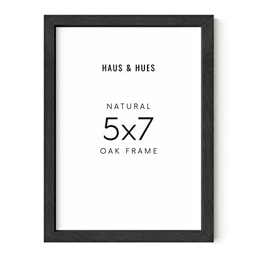 HAUS AND HUES Black 5x7 Picture Frame - Wood Display, Wall Decor, Art Prints (Black Oak Frame) - color: Black Oak, size: 5x7 in, style: Set of 01