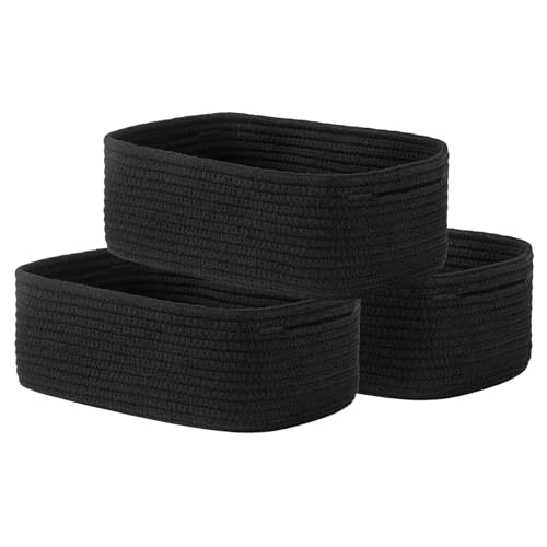 KALLAX Small Woven Storage Basket for Organizing, 12 x 8 x 4.5 inch, 3 Pack | Shelf baskets for closet organization, toy storage and home decor, Perfect as empty gift baskets for holidays, Black - color: Black, size: 12"L x 8"W x 4.5"H