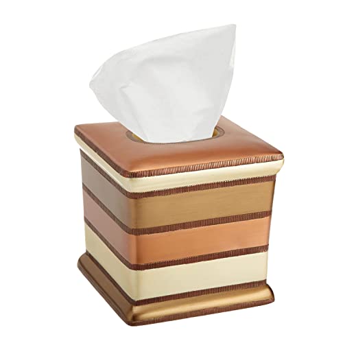 Resin Tissue Box Cover for Modern Home Decor - Minimalist Square Tissue Box Holder for Guest Room, Bedroom, Bathroom, Tabletop & Office - Durable and Aesthetic Tissue Holder, Contempo - color: Contempo