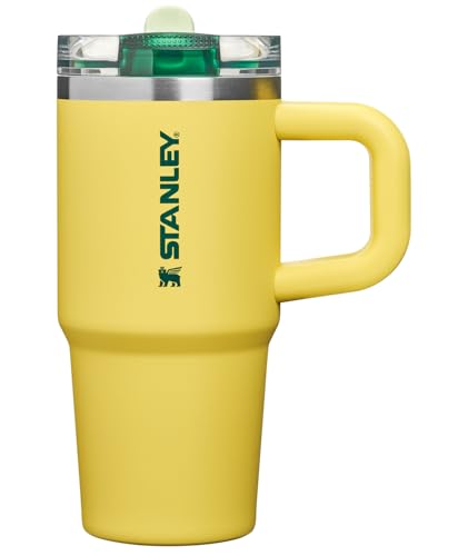 STANLEY Quencher ProTour Flipstraw Tumbler, 14 oz, Daffodil Emerald | Built-In Straw & Handle | Cupholder Compatible for Travel | Leakproof Insulated Stainless Steel Cup | BPA-Free - color: Daffodil Emerald, size: 14 Ounces