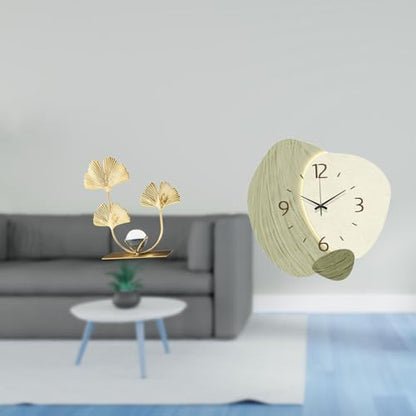 Figurine Statue Metal Flowers Leaf Statue Wall Clock Silent Wall Clock Iron Finish Decorative Ornament Suitable for Dining Room Nurseries Kids