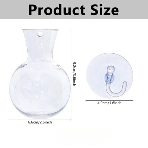 Suction Cup Plant Propagation Bulbs, Wall Hanging Plastic Terrarium Planter, Window Hydroponics Vase Tubes, Easy Install No Nails Plant Station for Home Bathroom Office Living Room Decor Plant Decor