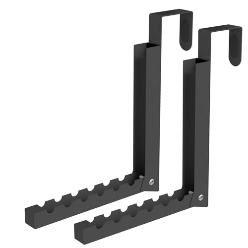 ZMBESUP Over The Door Hanger Folding Clothes Drying Rack, Folding Hanging Coat Rack for Indoor Laundry Room Compact Small Space Foldable Portable Clothing Hanger Hook Collapsible- 2 Pack（Black） - color: Black2