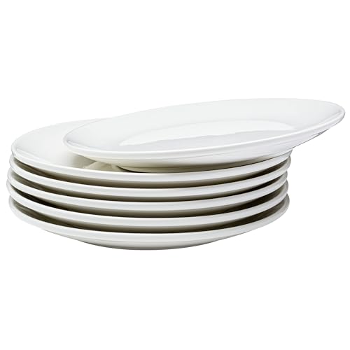 Vikko Dinner Plate, Set of 6 White Plates, 9 Inch Ceramic Dinner Plates Set, Stackable Dinner Plates for Every Day and Special Occasion, Restaurant Style, Dishwasher Safe, Microwave Safe - size: 9" Dinner Plate