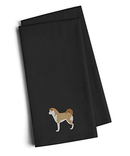 Caroline's Treasures BB3472BKTWE Akita Black Embroidered Towel Set of 2 Decorative Bathroom Guest Hand Towel for Hand, Face, Tea, Dishcloth, 19 X 25, Black - color: Black, style: Akita
