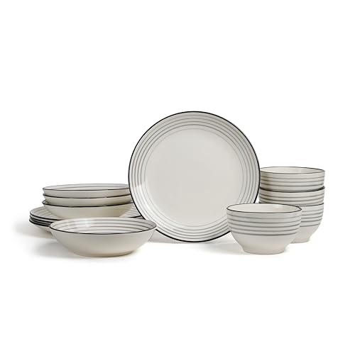 Earth & Clay Zeke 24-Piece Dinnerware Set Earthenware, Plates and Bowls Set, Dishwasher and Microwave Safe Dishes, Dish Set for 8, Grey - color: Gray, size: 24-Piece - Service for 8
