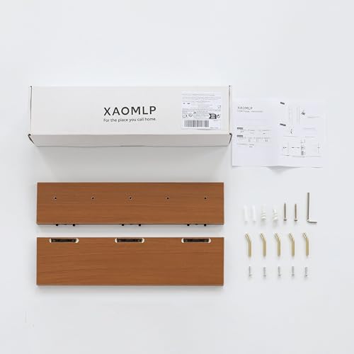 Marine Plywood Wall Mounted Coat Rack with Shelf & Key Hooks, 5 Brass Hooks Entryway Organizer, Modern Floating Shelf for Bedroom Hallway, Space-Saving Home Storage Rack (1, Teak Finish) - color: Teak Finish