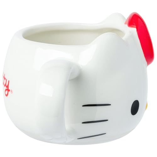 Silver Buffalo Sanrio Hello Kitty Cream Bows, 3D Mini Cup Set, 4pk, 3.5oz | Different Color, Pack, Sculpted Ceramic Mug, Perfect for Sugar or Milk, 0.1 Liters - color: White/Multi