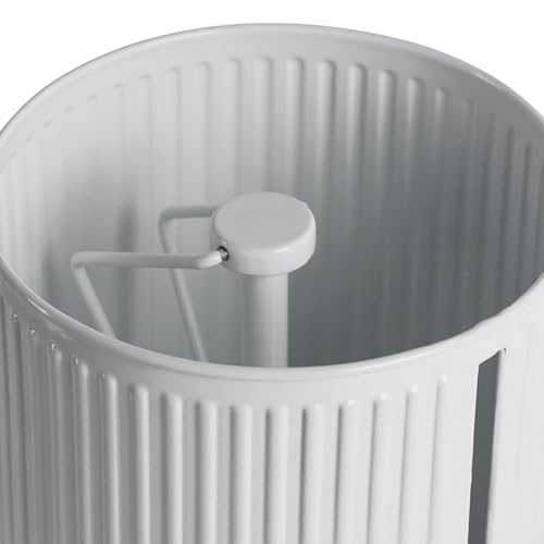 Metal Paper Towel Holder, Weighted Base with Suction Cups | Embossed with Wooden Lid, Easy Tear Roll Dispenser for Kitchen Counter, Bars, Dining Tables - color: Vertical Stripe White