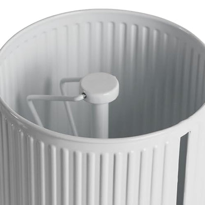 Metal Paper Towel Holder, Weighted Base with Suction Cups | Embossed with Wooden Lid, Easy Tear Roll Dispenser for Kitchen Counter, Bars, Dining Tables - color: Vertical Stripe White
