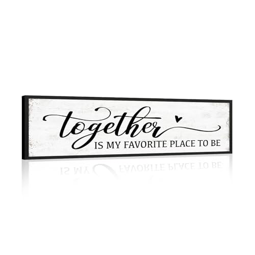 Together is My Favorite Place to Be Sign: Couples Bedroom Wall Decor Above Bed Modern Framed Farmhouse Rustic Family Signs Master Bedroom Wall Decor Hanging Wall Plaques with Sayings 12" x 40" - color: Together is My Favorite Place to Be, size: 12"x40"