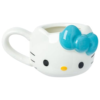 Silver Buffalo Sanrio Hello Kitty Cream Bows, 3D Mini Cup Set, 4pk, 3.5oz | Different Color, Pack, Sculpted Ceramic Mug, Perfect for Sugar or Milk, 0.1 Liters - color: White/Multi