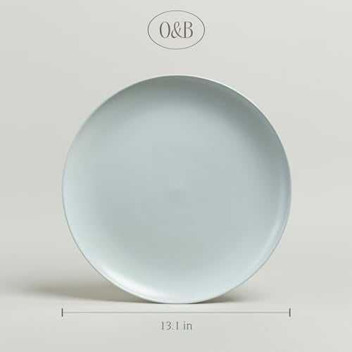 over&back Coupe Stoneware Serving Platter - Elegant 1-Piece Round Serving Platter to Complete Your Kitchen Set - 13.1" x 13.1" - Semi-Matte Fog Blue - color: Fog Blue, size: Round Platter