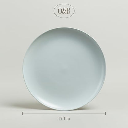 over&back Coupe Stoneware Serving Platter - Elegant 1-Piece Round Serving Platter to Complete Your Kitchen Set - 13.1" x 13.1" - Semi-Matte Fog Blue - color: Fog Blue, size: Round Platter