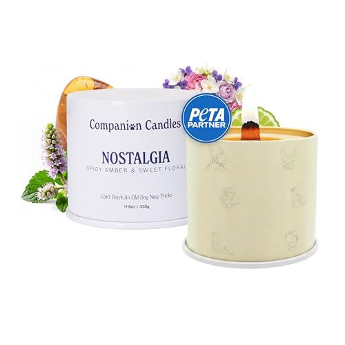 Nostalgia Pet-Friendly Scented Candle – Spicy Amber & Soft Floral Fragrance, Coconut Soy Wax with Wooden Wick, Approx. 50-Hour Burn Time, Made in USA, 11.8 oz - color: Nostalgia