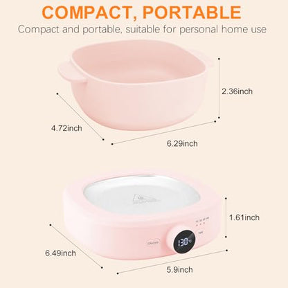 Digital Hair Removal Wax Warmer, Adjustable Temperature Waxing Machine for Women Hair Removal, Face, Bikini, Legs and Body, with Silicone Wax Pot Liner (Pink) - color: Pink