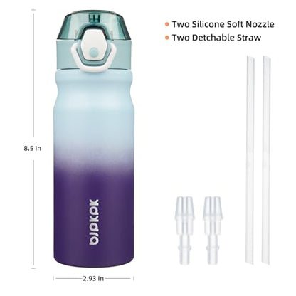 BJPKPK 18 oz Water Bottle with Straw & Handle, Insulated Stainless Flask | Leak Proof Locking Lid, Thermal, Double Wall Vacuum, Keeps Hot/Cold, BPA Free, Dishwasher Safe, Travel & Sports, Ocean Dream - color: A-Ocean Dream, size: 18 Ounces