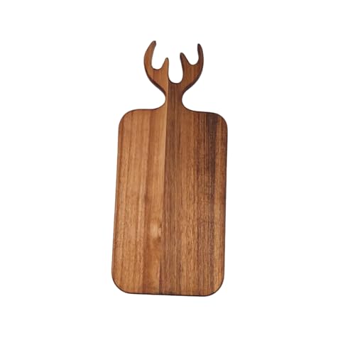 Acacia Wood Serving Board with Handle - 13" x 6" Wooden Cute Design Food Serving Tray for Kitchen Appetizers, Wooden Cutting Chopping Board for Meat, Vegetables, Bread, Cheese Board - size: 13" x 6" Acacia