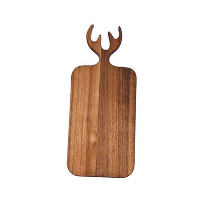 Acacia Wood Serving Board with Handle - 13" x 6" Wooden Cute Design Food Serving Tray for Kitchen Appetizers, Wooden Cutting Chopping Board for Meat, Vegetables, Bread, Cheese Board - size: 13" x 6" Acacia