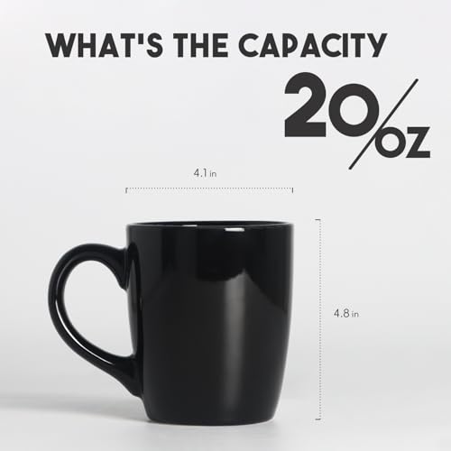 harebe 20 OZ Large Coffee Mug, Ceramic Tea Cup for Office and Home, Big Capacity with Handle, Cups for Men Women Mug Lovers, Microwave & Dishwasher Safe, Black - color: glossy black