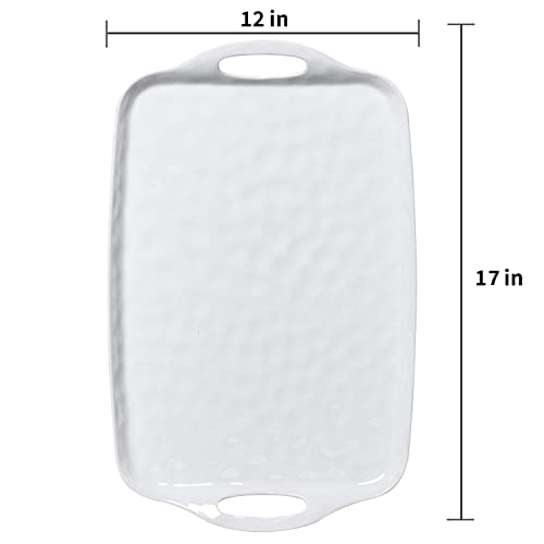 TP Melamine Serving Trays with Handles, 17” x 12”, Set of 2, Pure White | Rectangular Trays, Serving Platters for Food and Meat, Dishwasher Safe, Lightweight, Break-resistant - color: Pure White, size: 17" x 12"