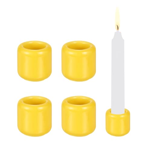 PATIKIL 5 Pcs Chime Candle Holder, 0.9 Inch ID Ceramic Mini Candle Holder for Meditation Spell Supplies Table Centerpieces Home Decoration, Yellow - color: Yellow, size: 0.9 Inch