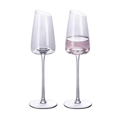 KAMMAK Crystal Red Wine Glasses Set of 2, 7.44 oz Stemmed Glasses, XH015 | Hand Blown, Bordeaux Wine Glasses, Thin Rim & Long Stem, Red & White, Daily Use, Wedding or Birthday Gift for Women - size: 8KPXH015
