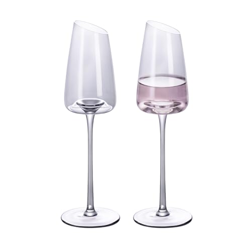 KAMMAK Crystal Red Wine Glasses Set of 2, 7.44 oz Stemmed Glasses, XH015 | Hand Blown, Bordeaux Wine Glasses, Thin Rim & Long Stem, Red & White, Daily Use, Wedding or Birthday Gift for Women - size: 8KPXH015