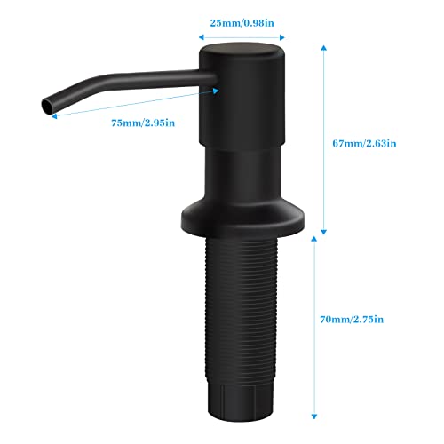Soap Dispenser for Kitchen Sink and Extension Tube Kit, Stainless Steel Countertop SoapDispenser with 47 Inches Tube Connects Directly to Soap Bottle, Hand and Dish Soap Dispenser Pump （Black） - color: Black