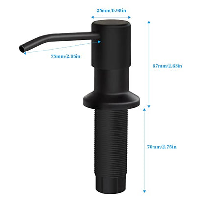 Soap Dispenser for Kitchen Sink and Extension Tube Kit, Stainless Steel Countertop SoapDispenser with 47 Inches Tube Connects Directly to Soap Bottle, Hand and Dish Soap Dispenser Pump （Black） - color: Black