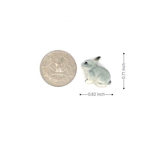 Handmade Adorable Mini Ceramic Animal Figurine – Porcelain Miniature Collectible Decor (Gray Ears Rabbit) - style: Gray Ears Rabbit