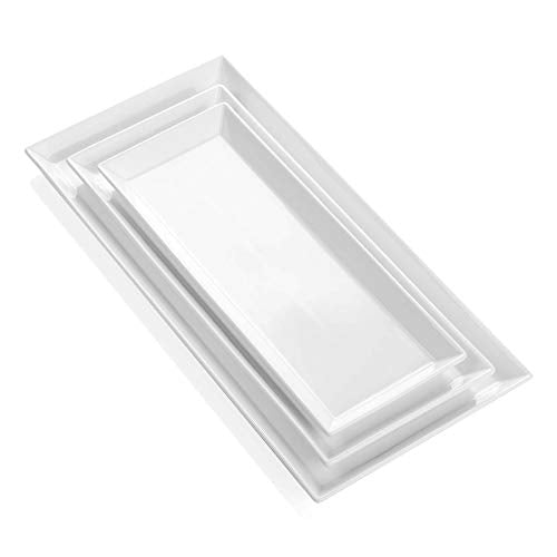 Sweese Serving Platter, 15.5/13.8/11.7 Inch Rectangle Porcelain Serving Trays, Serving Dishes for Entertaining, White Platters for Serving Food Party, Turkey Platter for Thanksgiving, Set of 3 - size: 15.5/13.8/11.7 Inch
