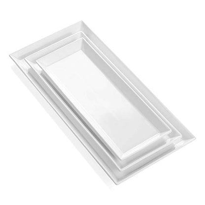 Sweese Serving Platter, 15.5/13.8/11.7 Inch Rectangle Porcelain Serving Trays, Serving Dishes for Entertaining, White Platters for Serving Food Party, Turkey Platter for Thanksgiving, Set of 3 - size: 15.5/13.8/11.7 Inch