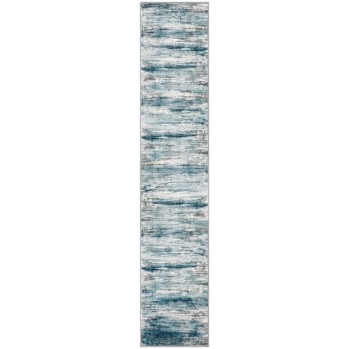 KOZYFLY Modern Abstract Kitchen Runner Rug, 2x10 Washable Rug Runner Non-Slip Soft Striped Hallway Runner Rugs, Light Blue Print Carpet Runner for Entryway Bathroom Laundry Room Foyer - color: Blue, size: 2' x 10' (Runner)
