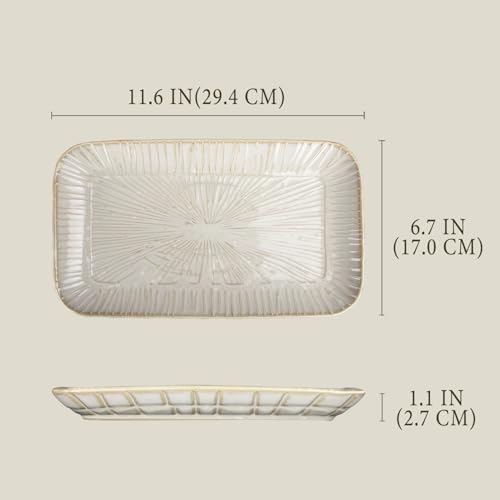 11.6-inch ceramic dinner plates (4-pack), rectangular salad plates, serving plates, dinner plate set, dessert plates. Suitable for serving salads, appetizers, desserts, and fruits. - color: White2