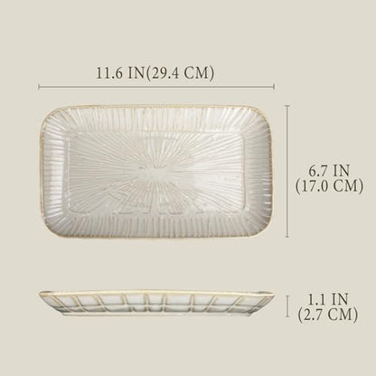 11.6-inch ceramic dinner plates (4-pack), rectangular salad plates, serving plates, dinner plate set, dessert plates. Suitable for serving salads, appetizers, desserts, and fruits. - color: White2