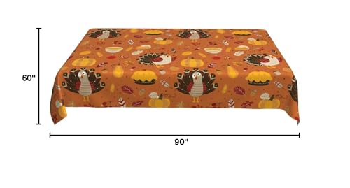 Worltoldb Thanksgiving Turkey Tablecloths Polyester Table Cloth for Kitchen Dinning Table Washable Table Cover for Parties Wedding Picnic - color: White18