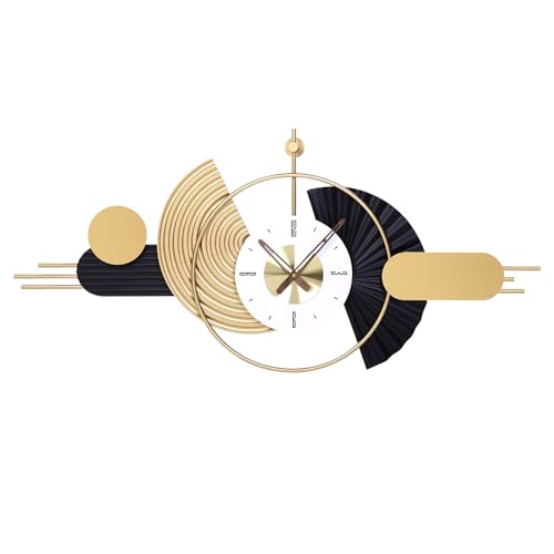 39x18 Inch Modern Decorative Wall Clock Battery Operated, Unique Silent Non-Ticking Large Clocks for Living Room, Kitchen, Bedroom, Office – Abstract Design Timepiece - color: F - 39x18 in
