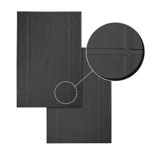 100% Cotton Bath Mat 24x17 Inches, 1350 GSM Thick Plush, Soft Absorbent, Oeko-Tex Certified, Durable Construction – Grey - color: Grey