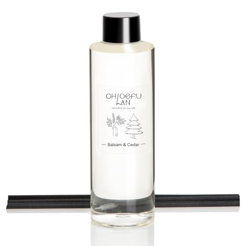 Chloefu LAN Balsam & Cedar Scented Oil Reéd Diffuser Refill 200ml/6.76 fl oz Natural Fragrances Oil - Best for Home Decoration, 0% Alcohol, Refreshing and Invigorating, Perfect for Christmas - color: Balsam & Cedar Refill