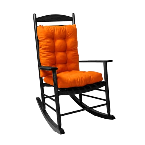 Rocking Chair Cushion, Set of Seat & Back Cushion with Ties for Indoor Rocker (Orange) - color: Orange