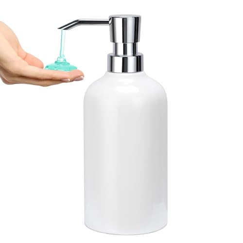 Ceramic White Soap Dispenser with Rust-Proof Plastic Pump Bathroom, 16.9oz Hand Soap Dispenser for Kitchen, Hotel - color: White, size: 1pcs