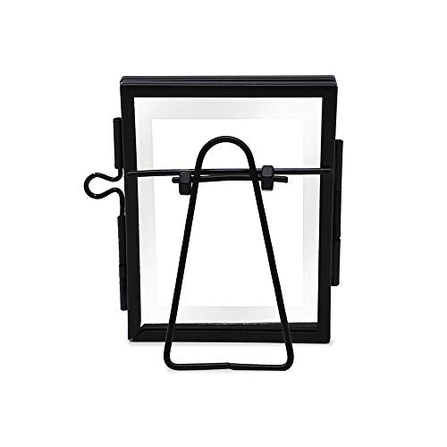 Isaac Jacobs 2x3 Black Vertical Metal Floating Photo Frame, Locket Closure | Modern Style Brass and Glass, Metal Floating Desk Photo Frame (Vertical), with Locket Closure, Art, Mementos & Keepsakes - size: 2x3